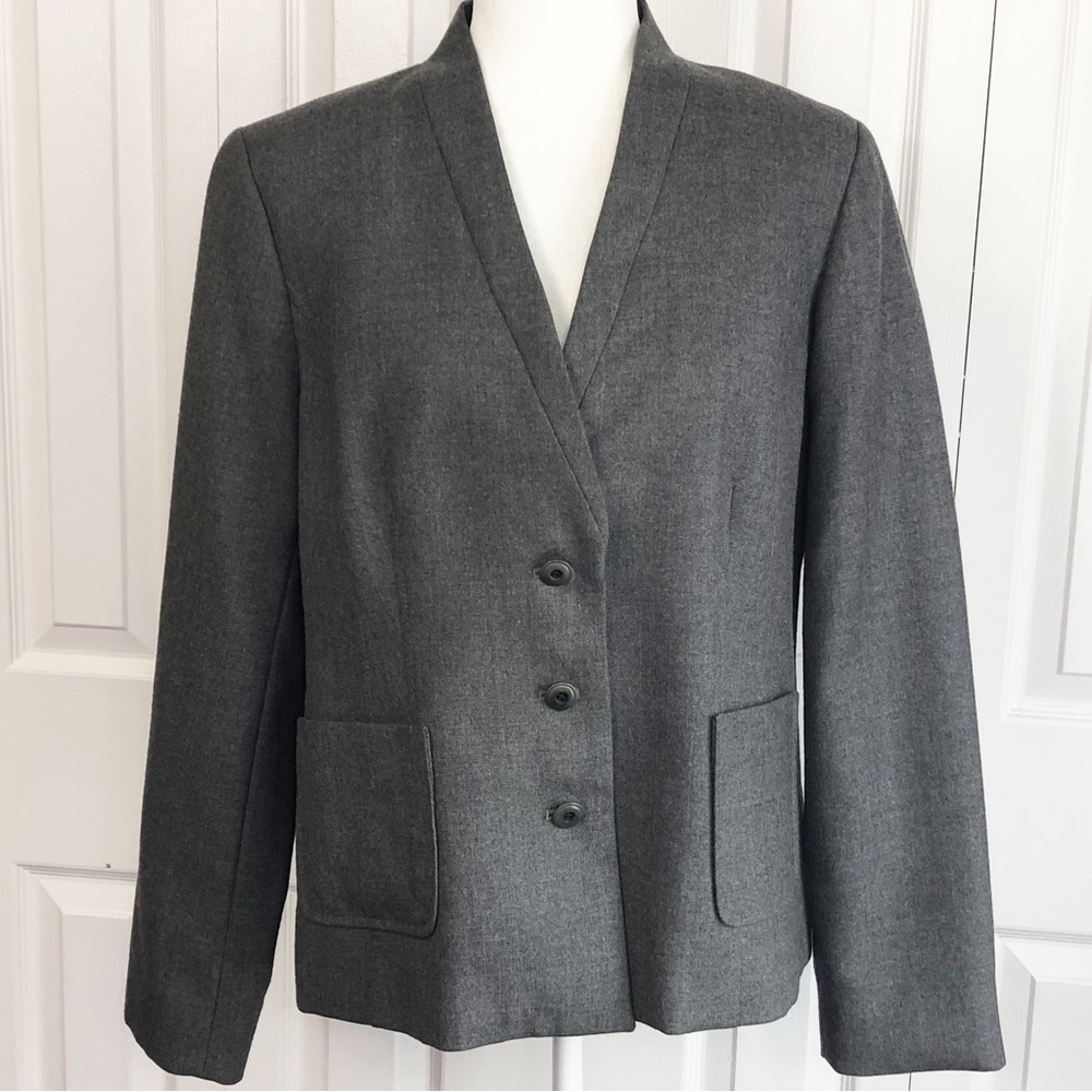 Pendleton Gray 100% Virgin Wool Collarless Three … - image 1